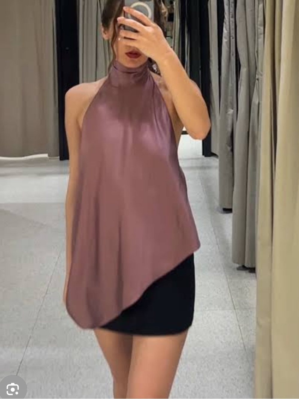 Zara Asymmetrical Halter Top in Mauve